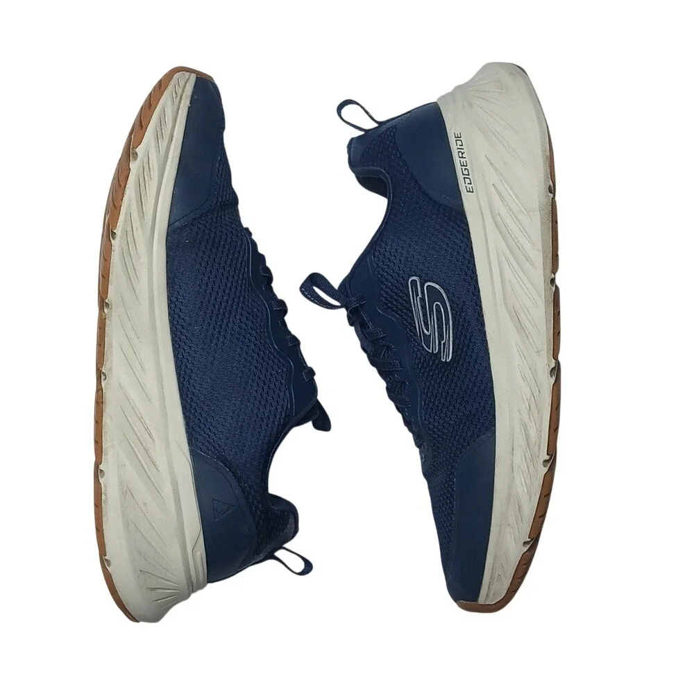 Skechers Edgeride Navy Blue White Running Shoes Mens Sneakers‎